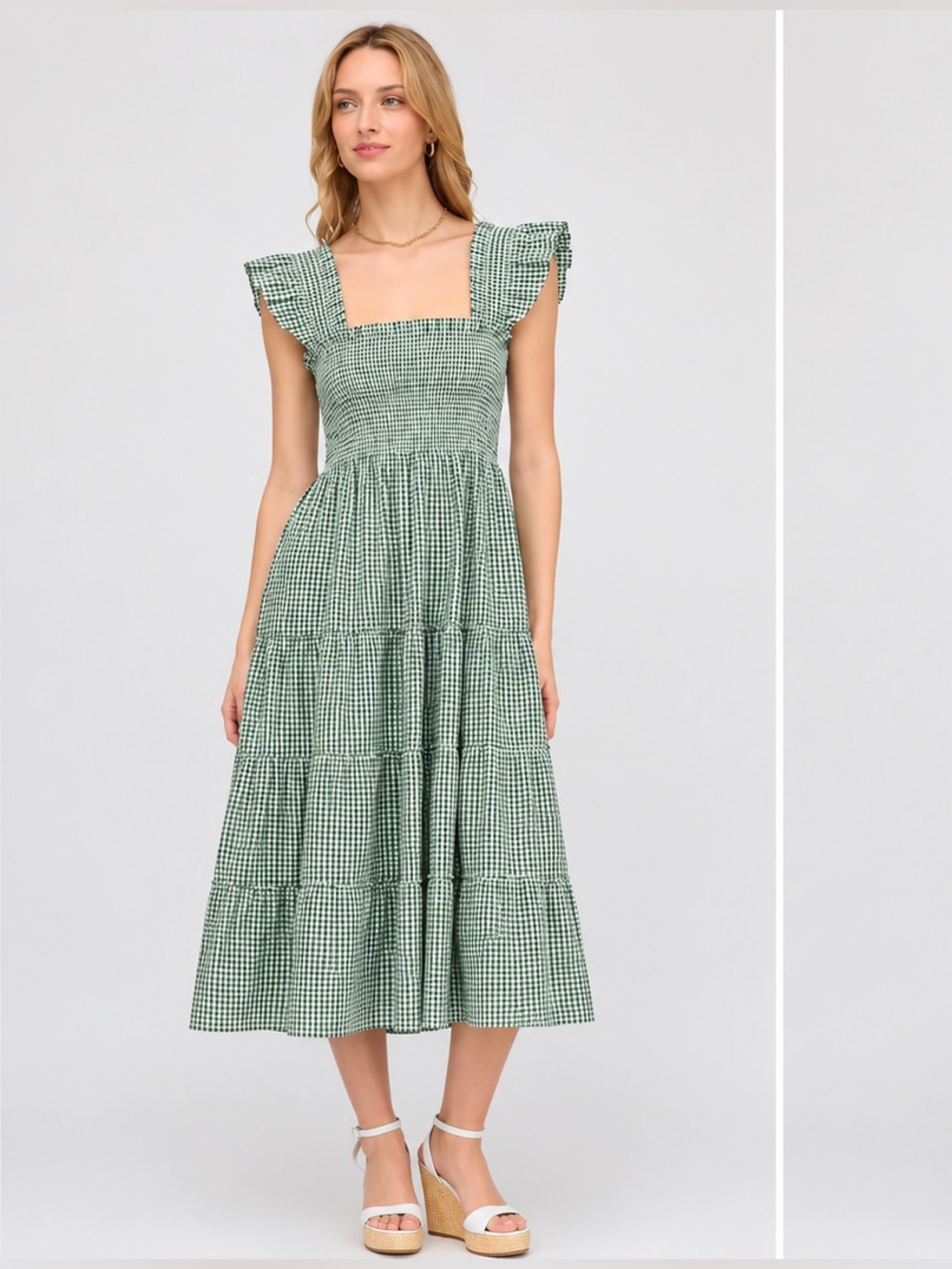 Hill House Home The Nap Dress Green Gingham Size Large